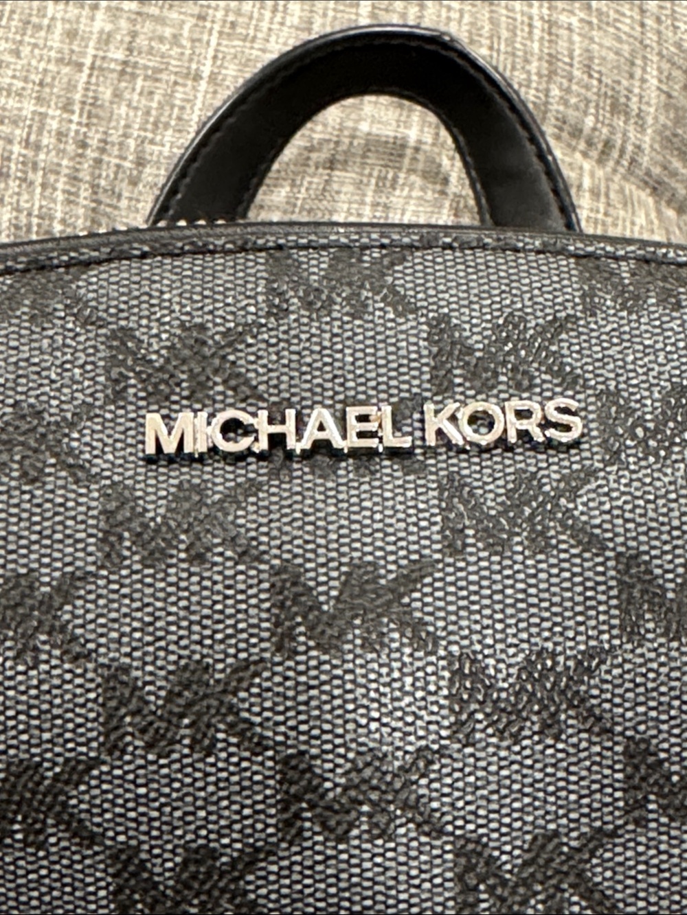 Michael Kors Bag Jet Set MK Logo Black Gray Backpack - Picture 16 of 17